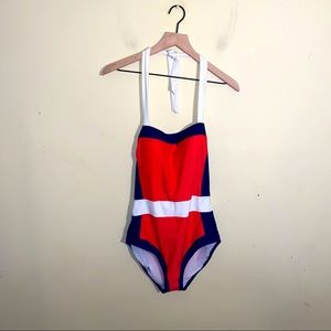 BODEN halter one piece color block swimsuit 8